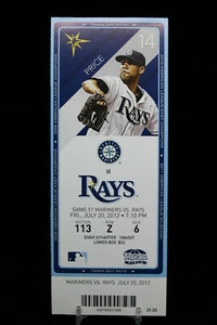 Seattle Mariners vs Tampa Rays Game 51 MLB Ticket w Stub 07/20/2012 Price - Bild 1 von 2