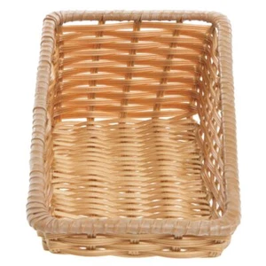 HUBERT® Wicker Storage Basket Natural Colored Plastic - 7 1/2"L x 16"D x 1 1/2" - Picture 1 of 9