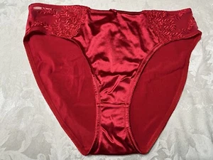 Vtg Unbranded 6336-49 Second Skin Satin  Embroidered Mesh Hi-Cut 12/4X Panties - Picture 1 of 20