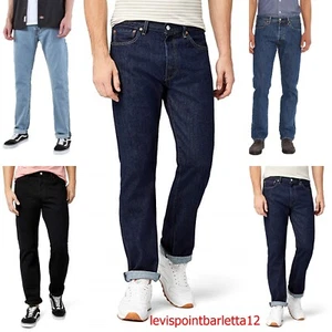 Levis 501 Jeans da Uomo Levi's regular Pantaloni Denim Blu Dritto Stright nuovi - Foto 1 di 24