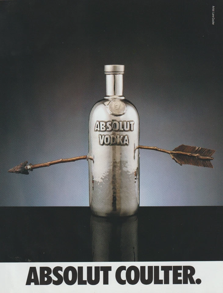 1991 Absolut Vodka - "Absolut Coulter" - Artist Lane Coulter - Print Ad Photo - Image 1 of 1