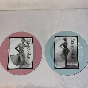Set 2 Neiman Marcus 8" Plates Showcasing Vintage Fashions Celebrating 95 Years - Picture 1 of 5