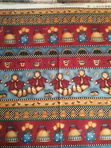 Debbie Mumm Bears and Teapot Border Print Fabric - Picture 1 of 3