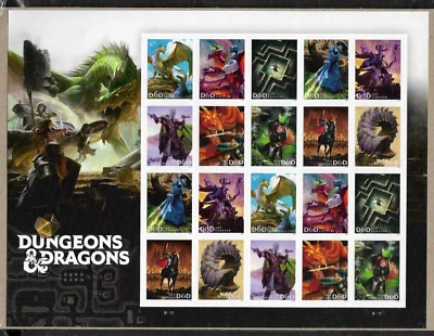 DUNGEONS & DRAGONS US #5909-5918 FANTASY MINT XF 20 FOREVER STAMP SEALED SHEET - Image 1 of 3