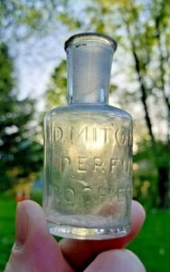 Botella de perfume rara era Rochester Pontil perfumista D. Mitchell antigua de la década de 1860 - Imagen 1 de 8