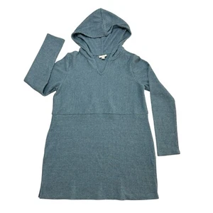 J Jill Sweater Hoodie Womens Medium Blue Ribbed Tunic Lounge Athleisure - Picture 1 of 11