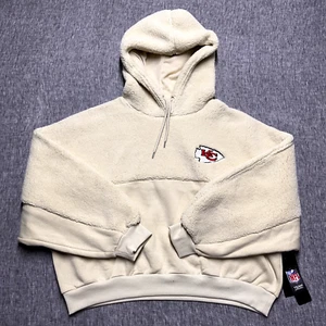 NFL Kansas City Chiefs Sherpa Cropped Sweatshirt Cream Size XL Comfort Football - Picture 1 of 14