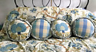 ROSE TREE Summerton Blue ~ Jacobean Floral Decorative Fringe Pillows ~ Lot of 4