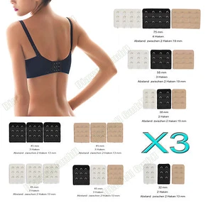 3er set BH Verlängerung Erweiterung 3 Farben Vergrößern Verschluss 2/3/4 Haken - Bild 1 von 9