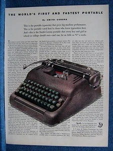 1953 Smith-Corona Typewriter Ad  Lg Brown Typewriter w/Green Keys - First & Fast - Picture 1 of 1