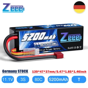 Zeee 3S Lipo Akku 11.1V 80C 5200mAh Hardcase T Stecker für RC Auto Boot Buggy - Bild 1 von 8