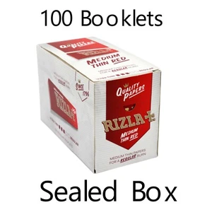 Rizla Medium Thin Red Regular Cigarette Rolling Paper 100 Booklets (Sealed Box) - Picture 1 of 6