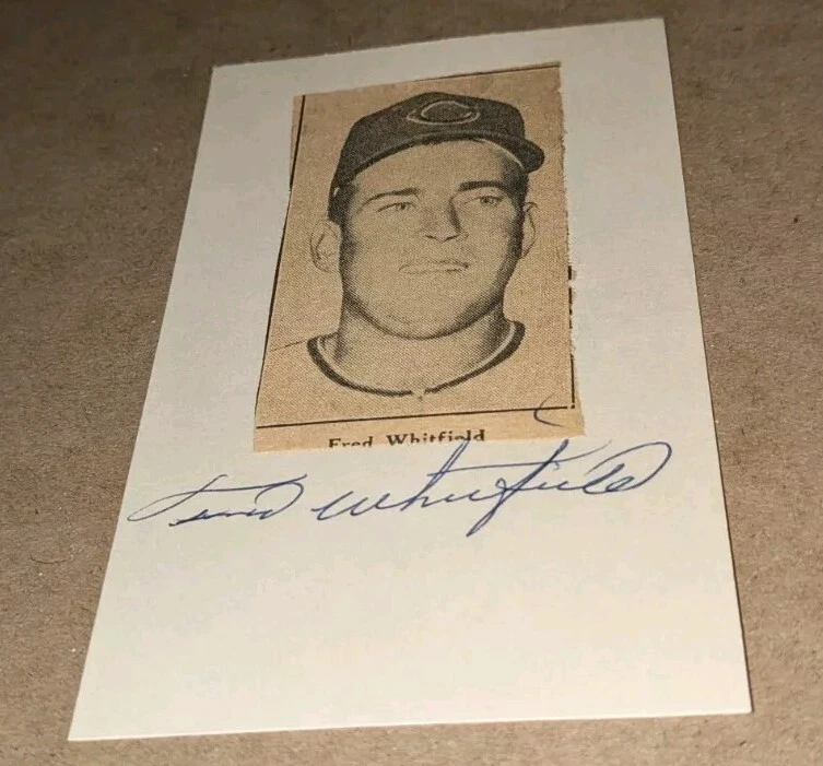 Fred Whitfield Cleveland Indians Custom Signed Index Cut W/Our COA  - Image 1 of 1