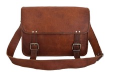 Vintage Leather Messenger Bag 18 In Laptop Satchel School Crossbody Shoulder bag