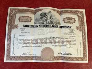 NORTHERN NATURAL GAS COMPANY STOCK CERTIFICATE predecessor to ENRON 1971 - Picture 1 of 2