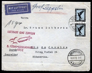 Zeppelin 1932,8.SAF 10.10.1932, con DR 283(2), ganador 189 Aa, rs. Grabado - Imagen 1 de 2