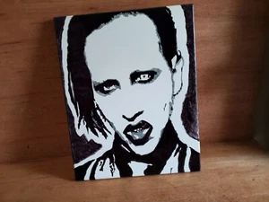 Original Kunstwerk MARILYN MANSON Portrait 16" x 20" Leinwand unsigniert schwarz + weiß - Bild 1 von 23