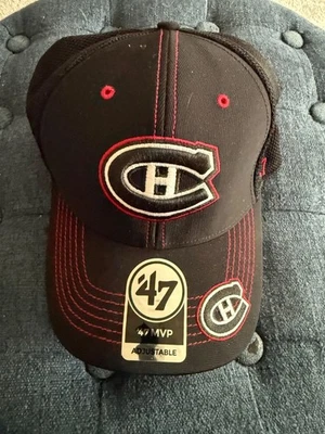 VINTAGE 1990'S MONTREAL CANADIENS "47 MVP BLACK ADJUSTABLE CAP W TAGS - Image 1 of 4