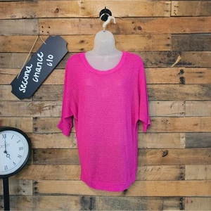 Express Women's mesh open knit hot pink pullover Top Size L - Picture 1 of 14
