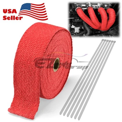 Tubo de escape rojo cabezal aislamiento térmico envoltura térmica 2" x 50' moto coche Foto 1 de 4