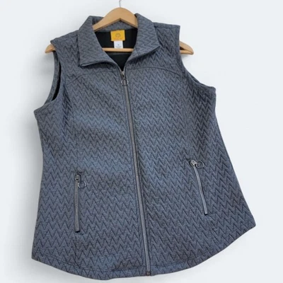 Ruby Rd Women's Gray Quilted Vest Size Medium Zipper Front And Pockets - Image 1 of 4