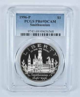 1996-P Smithsonian Commemorative Dollar PR69 DCAM PCGS Blue Label *6116 - Image 1 of 4