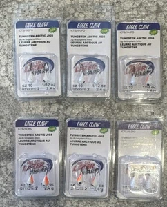 6 Packs Full Dealer Pack Eagle Claw Tungsten Arctic Ice Jigs UV Size 10 PO - Picture 1 of 2