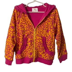 Hanna Andersson Full Zip Jacket Girls Size 110 5 Pink & Marigold Cotton Hoodie - Picture 1 of 8