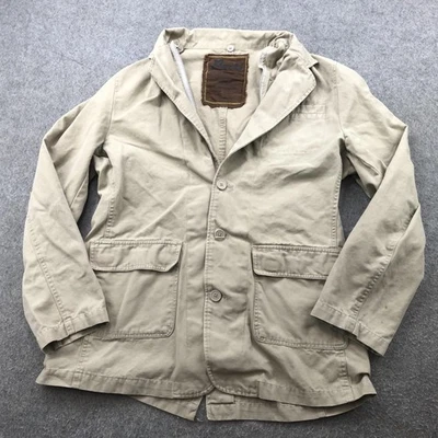 Parts Jacket Mens Medium Khaki Cotton Blazer Coat Utility Pockets Casual Hooded - Image 1 of 4