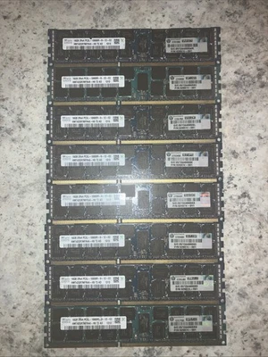 Lot 8x SK Hynix 16GB DDR3L-1333 ECC RDIMM HMT42GR7MFR4A 128GB Server RAM AS-IS - Image 1 of 4