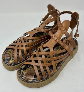 Sandalias Sam Edelman Geana para mujer talla 9 plataforma cuero gladiador marrón - Imagen 1 de 8