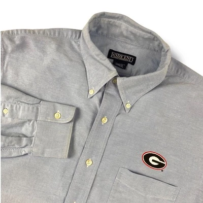 GEORGIA BULLDOGS x LANDS END Mens Oxford Shirt Size 15.5 Blue Button Long Sleeve - Image 1 of 4