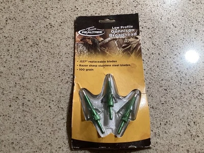 Team Realtree Gunnison de bajo perfil 100 granos 3 hojas cabezas anchas paquete de 3 Nuevo de Lote Antiguo #211 Foto 1 de 2