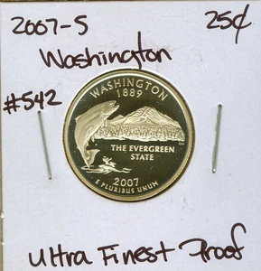 2007-S Silver Washington Quarter Ultra Finest Cameo Auction #542 - Picture 1 of 2