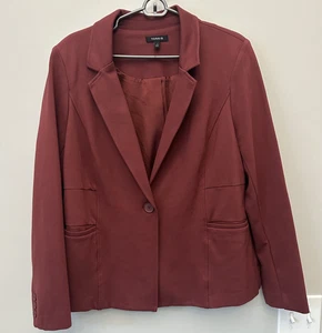 Torrid Blazer Womens 1 Burgundy Maroon One Button Pockets Stretch Career Jacket - Picture 1 of 5