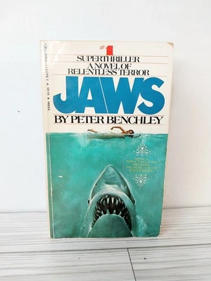 JAWS☆ by Peter Benchley 1975 Vintage Paperback~ Bantam Books Book 70s Movie Look Foto 1 de 4