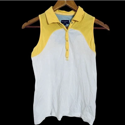 Camisa Burberry Golf Sin Mangas Halter Cuello Blanco y Amarillo XS ITALIA Foto 1 de 4