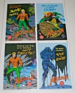 Aquaman Sticker Sheet 4 Save The Earth Stickers Environmental Theme 1992 Rare - Picture 1 of 3