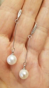 Pendientes Con plata Y Perlas Agua Dulce. Artesanal - Imagen 1 de 5