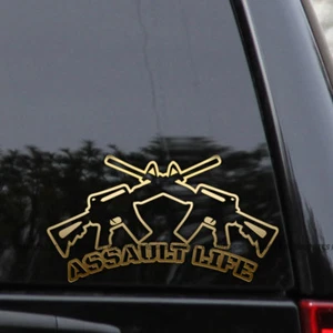 Assault Life AR-15 Crossed Guns Vinyl Decal Sticker - Picture 1 of 2