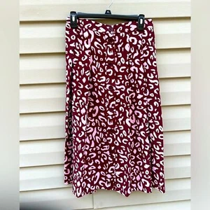 ModCloth Womens A-line cheetah Animal print burgundy swing skirt Button Down - Picture 1 of 7