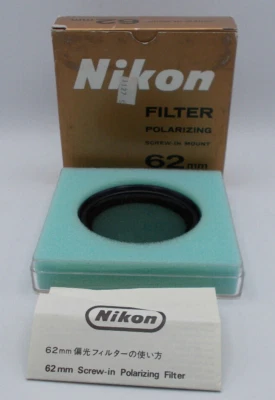 NIKON OEM 62mm POLARIZING SCREW-IN MOUNT FILTER BOX MANUAL CASE EXCELLENT - Image 1 of 3