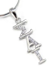 Sigma Alpha Iota Sterling Silver Lavaliere Pendant with Simulated Diamonds - Picture 1 of 1