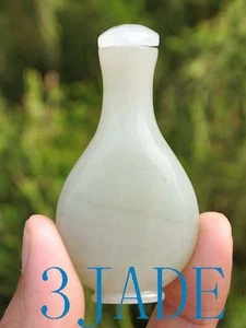 Hand Carved Natural Hetian Nephrite Jade Snuff Bottle Carving w/ certificate - Picture 1 of 6