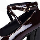 Bow HeeShoes Plain Color Close Toe Ankle Strap Pumps Shoes Wine Red 38 /24cm TDW