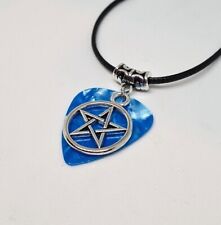 Guitar Pick Pentagram Necklace Wicca Goth Jewellery Motley Crue Devil Sky Blue