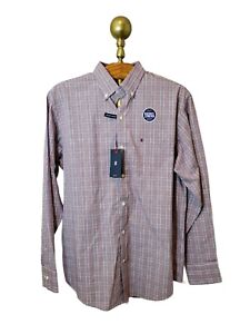izod Premium Essentials Soft Touch Dress Shirt Med Purple Plaid NWT 
