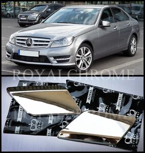 US STOCK x2 CHROME Headlight Washer Covers for Mercedes C Class W204 11-14 LCI