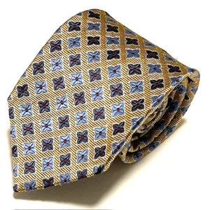 Jos A Bank Tie Yellow Gold Floral Four Leaf Unique Cool Executive Collection - Picture 1 of 20