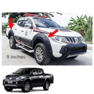 Fender Flares Wheel Matte Black 9" Nuts 6Pc Fit Mitsubishi L200 Triton 2015 - 17 - Image 1 of 4